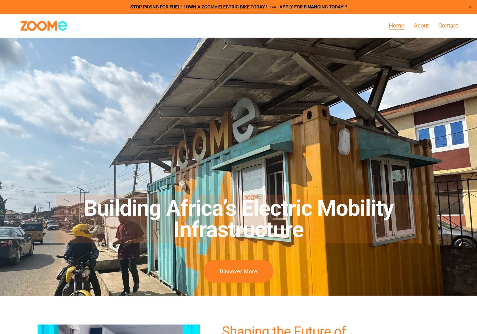 The earlier ZOOMe Squarespace homepage