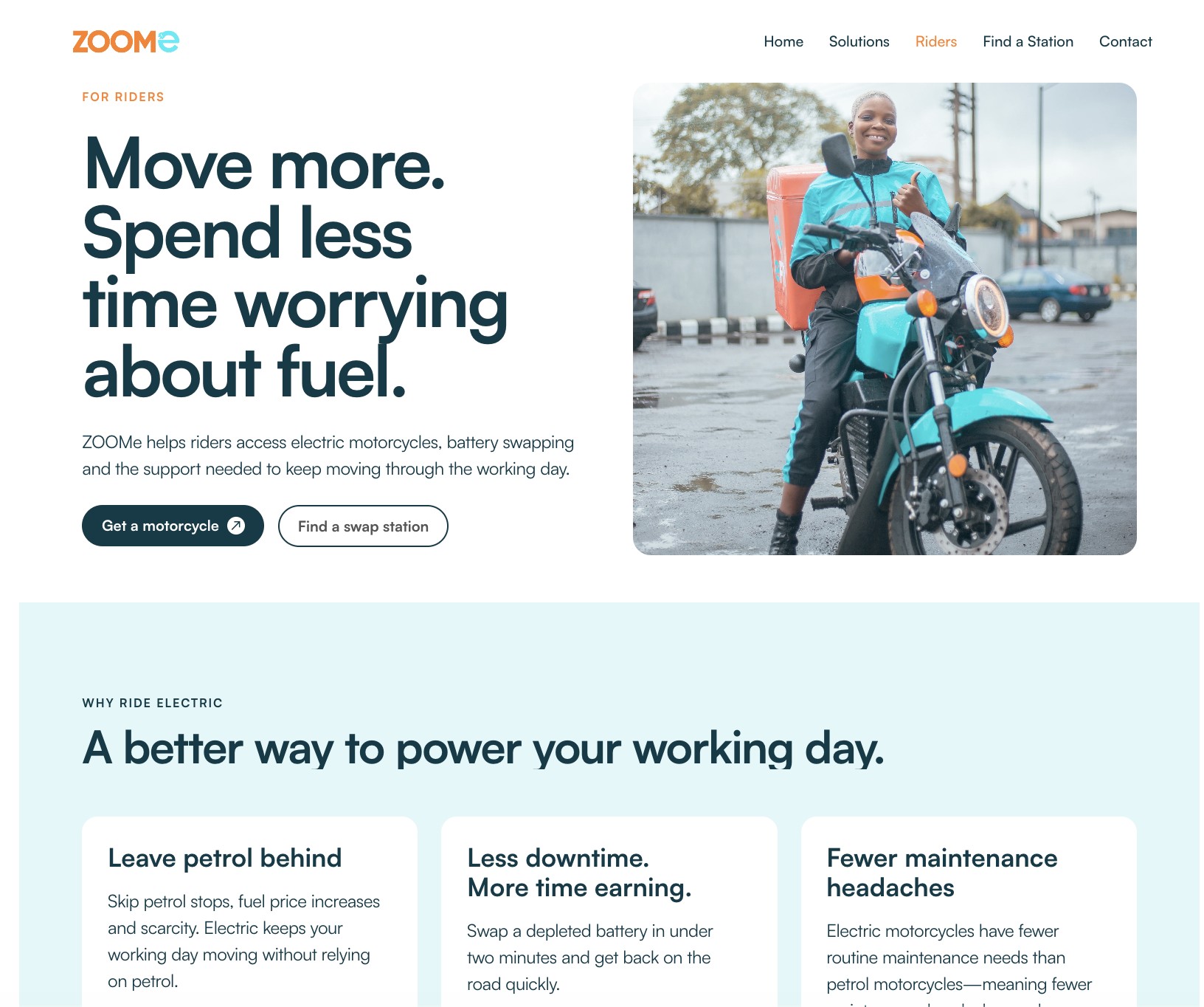 The opening of the ZOOMe Riders page